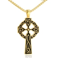 Collar de acero de titanio con colgante de cruz celta dorada y cadena de caja - Solo Colgante (Sin Cadena)