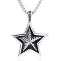 Collana con ciondolo a stella pentagramma in acciaio inossidabile e catena box vintage - Tonalità Argento (Solo Ciondolo)