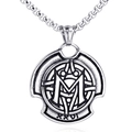 Collana scudo Odin vintage in acciaio inossidabile con lettera M e numeri romani - Color Acciaio
