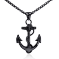 Collana con ciondolo ad ancora vintage da uomo in acciaio inossidabile nero - Ciondolo Solo (Senza Catena) (Nero)