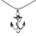 Collana con pendente a forma di ancora vintage in argento antico con dettaglio corda - Solo Ciondolo (Senza Catena) - Colore Acciaio