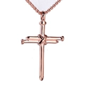 Collana da uomo con pendente a croce di chiodi color oro rosa lucido e catena box - Solo Pendente Colore Oro Rosa