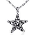 Collar con colgante de estrella pentagrama punk vintage de acero inoxidable plateado para hombre - Solo Colgante (Sin Cadena) / Color Acero
