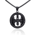 Collar gótico de acero de titanio negro con colgante de cruz y runas nórdicas para mujer - Colgante Solo Negro (Sin Cadena)