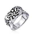 Anillo vintage de acero inoxidable estilo vikingo con patrón celtico para hombre - US 14 / Acero Grande / Color Acero