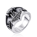 Anello martello Mjölnir vichingo da uomo con nodo celtico in finitura argento invecchiato - US 7 / Color Acciaio