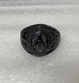 Men's vintage Freemasonry ring in black plated stainless steel with square and compass - US 7 / Black