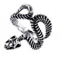 Anello gotico 3D a forma di scheletro di serpente in acciaio al titanio ossidato vintage - US 7 / Color Acciaio