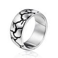Anello vintage da uomo in acciaio al titanio con design unico a trama incrinata argento - US 7 / Color Acciaio