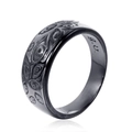 Anello vintage nero in acciaio inossidabile con motivi a occhi e incisione B.U. - US 7 / Nero