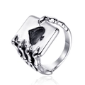 Retro titanium steel poker Ace of Spades ring with skeleton hand claw punk design - US 7 / Steel
