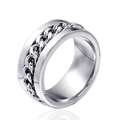 Anello a catena in acciaio al titanio lucido argento per stili di moda hip hop e punk - Misura 7 / Color Acciaio