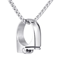 Polished stainless steel industrial style handcuff pendant necklace with square box chain link - Without Chain / Steel Color