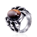 Retro dragon claw ring for men featuring a large tiger eye stone in stainless steel - US 7 / Steel Tiger Eye