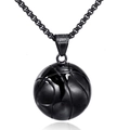 Collar con colgante de baloncesto negro y cadena de caja hecho de acero inoxidable - Colgante Negro