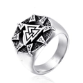 Anello vichingo Valknut in acciaio inossidabile argento vintage con incisione - US 7 / Color Acciaio