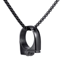 Men's black stainless steel necklace featuring a punk industrial circular pendant - Without Chain / Single Pendant Black
