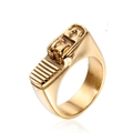 Anillo de acero inoxidable dorado con forma de encendedor vintage y diseño industrial - US 7 / Dorado