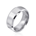 Anillo minimalista de acero de titanio para hombre con acabado cepillado y pulido - US 7 / Color Acero