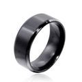 Anillo de hombre en acero de titanio negro mate con acabado cepillado y banda ancha - US 7 / Negro