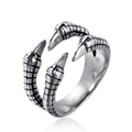 Anillo ajustable de garra de dragón estilo punk vintage en plata envejecida - US 7 / Color Acero