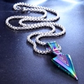 Rainbow plated stainless steel arrowhead pendant with silver box chain for men - Multicolor Pendant with Silver Chain