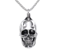 Hip hop titanium steel skull pendant necklace with black rhinestones and aged silver finish - Silver Color Pendant Only (No Chain)
