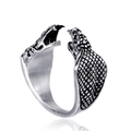 Gothic punk titanium steel open snake ring for men featuring detailed scales and vintage finish - US 6 / Silver Without Stone