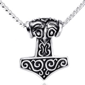 Collar con colgante Martillo de Thor Mjölnir vintage de acero inoxidable envejecido - Color Acero