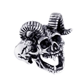 Anello punk da uomo teschio di ariete in acciaio inossidabile argento con pietre nere - US 7 / Argento Occhio Nero