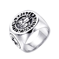 Anillo de sello de los Caballeros Templarios en acero inoxidable con acabado vintage - US 7 / Color Acero