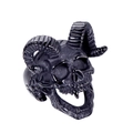 Anello gotico da uomo con teschio di ariete in acciaio inossidabile nero lucido - US 7 / Nero Senza Pietra