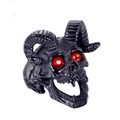 Gothic punk ram head skull ring in black stainless steel with red gemstone eyes - US 7 / Black Red Eye