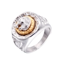 Hip hop lion head ring for men in two-tone silver and gold stainless steel finish - US 7 / Two Tone Gold A