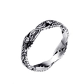 Anillo de pluma vintage de acero inoxidable con diamantes brillantes y acabado de plata - US 7 / Color Acero Circón Blanco