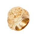Anillo de sello Medusa vintage de acero chapado en oro con relieve de estilo barroco - US 7 / Dorado