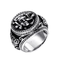 Anillo de Medusa retro de acero inoxidable para hombre con detalles grabados góticos - US 7 / Color Acero