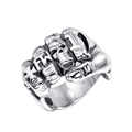 Anillo punk de acero inoxidable plateado con diseño de puño, calavera y grabado FTW - US 7 / Color Acero