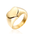 Anillo de sello corazón dorado en acero inoxidable con acabado de espejo para mujer - US 7 / Bicolor (Oro y Plata)