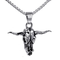 Vintage-Halskette aus Edelstahl mit Ochsenschädel-Anhänger und Boxkette für Herren - Stierschädel Anhänger Ohne Kette