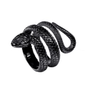 Detalle de anillo de serpiente negra con escamas y diseño punk en espiral - US 7 / Negro
