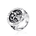 Anillo de sello Saint Christopher Protect Us de acero inoxidable en plata envejecida - US 7 / Color Acero