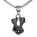 Gotische Punk-Halskette mit V-Twin-Motoranhänger aus Vintage-Edelstahl für Herren - Anhänger 2 Ohne Kette