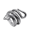 Anillo de serpiente retro de acero inoxidable con escamas detalladas y diseño en espiral - US 7 / Color Acero