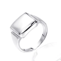 Anillo de sello cuadrado de plata pulida para hombre en acero de titanio minimalista - US 7 / Color Acero