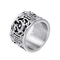 Anillo vintage de acero inoxidable con tótem de dragón y patrones de nubes grabados - US 7 / Color Acero