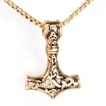 Collar martillo de Thor Mjolnir oro vintage con patrones de nudos celtas para hombre - Colgante Dorado Solo (Sin Cadena)