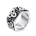Anillo vikingo vintage de acero inoxidable con nudo celta y textura de metal martillado - US 7 / Color Acero