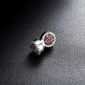 Rainbow magnetic clip-on earrings with shimmering stones and silver finish circle - Sparkling Magnetic Ear Clip / Red