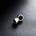 Polished silver magnetic stud earrings with black crystal and white pave diamonds - Sparkling Magnetic Ear Clip / Black